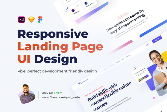 I will create modern responsive landing page UI UX design in figma
