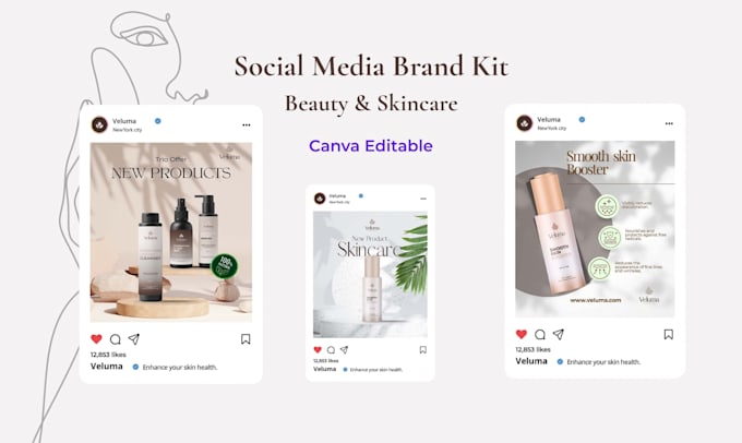 design a social media brand kit for beauty and skincare brands on canva