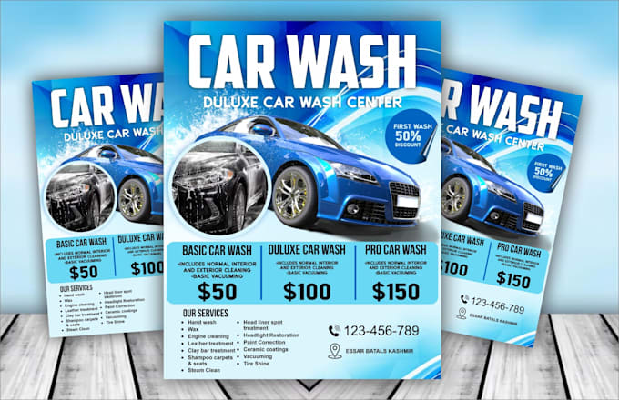 design car wash car rental and detailing flyer design