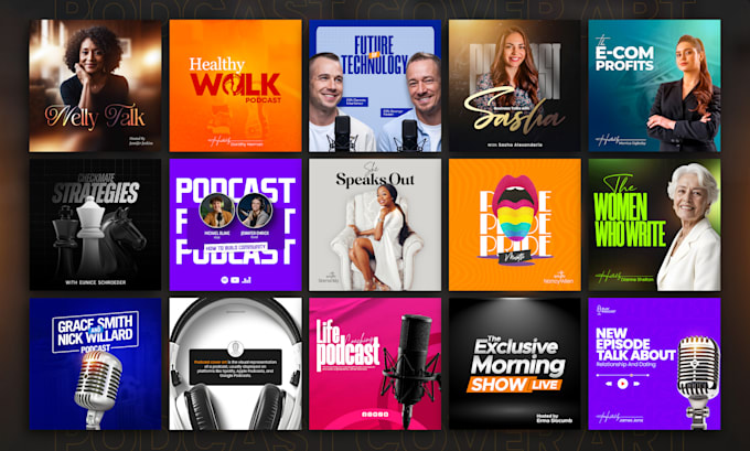 design a unique and professional podcast cover art or podcast logo