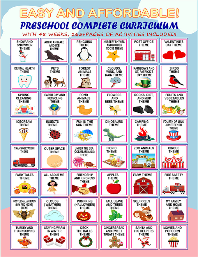 create curriculums for any daycare school or homeschool