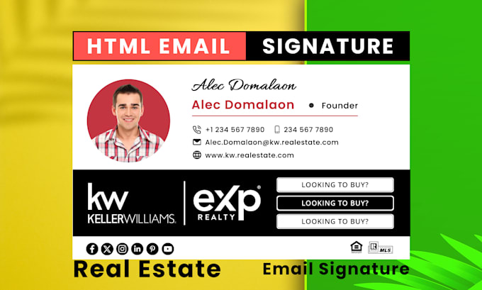 design clickable HTML email signature for gmail, outlook