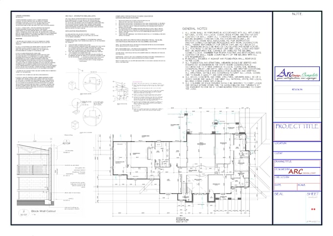 do architectural blueprint drawing set for the city permit