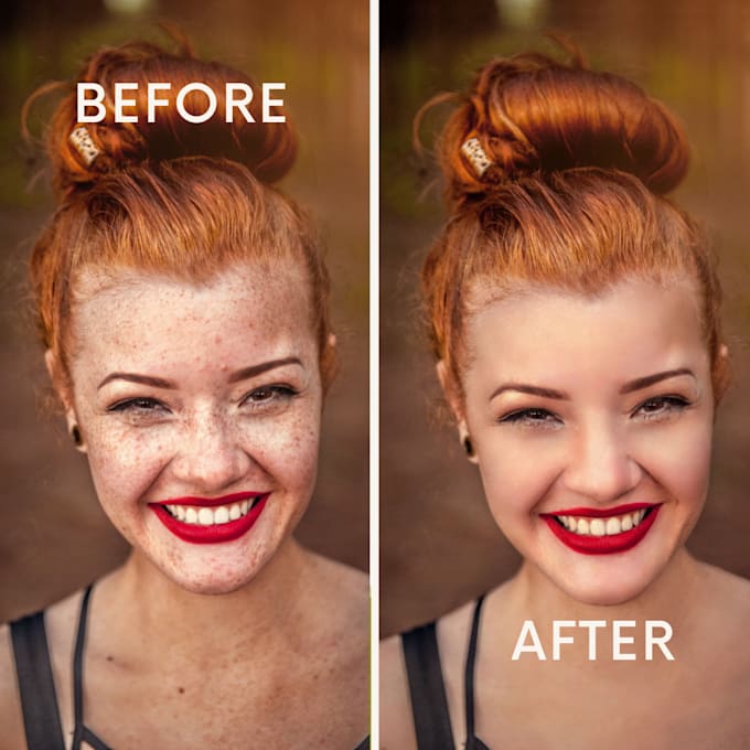 do couple face retouching, beautify, slim and headshot