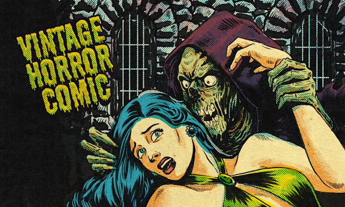 create a vintage horror comics artwork