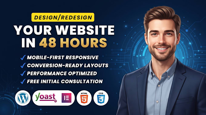 create wordpress website, develop business website development in 48 hours