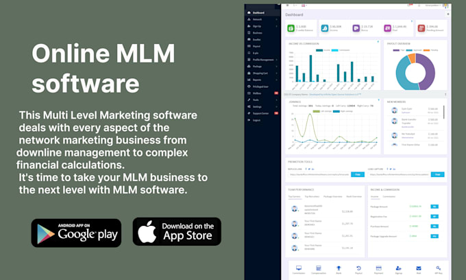 deign and build MLM website and mobile app
