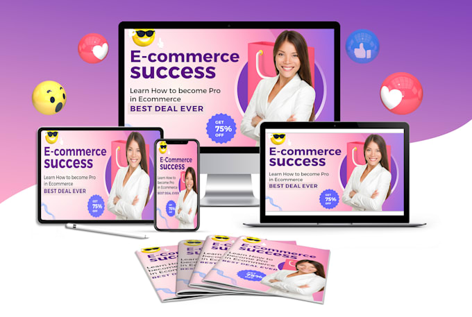 design online course cover, digital product mockup bundle