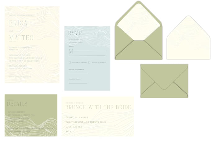 create wedding cards, rsvp, save the date, detail card, menu