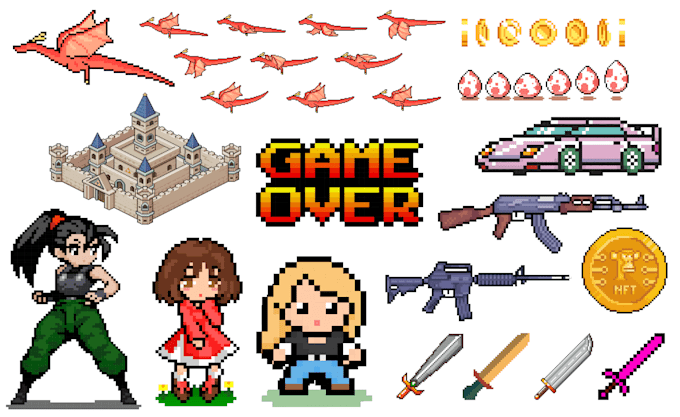 make pixel art game asset or sprite sheet animation