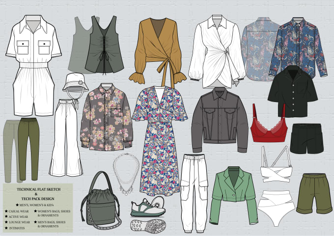 Design garment flat sketch with detailing by A120abdussalam | Fiverr