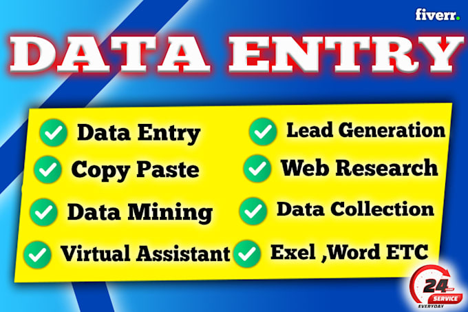 do data entry web research form filling copy paste and typing work