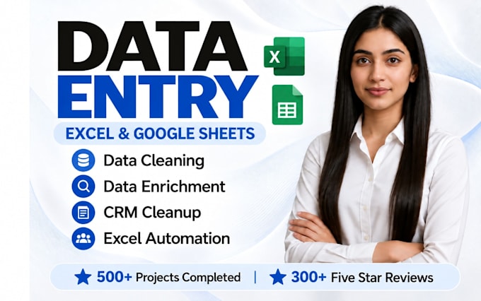 do data cleaning, data entry excel work and google sheets