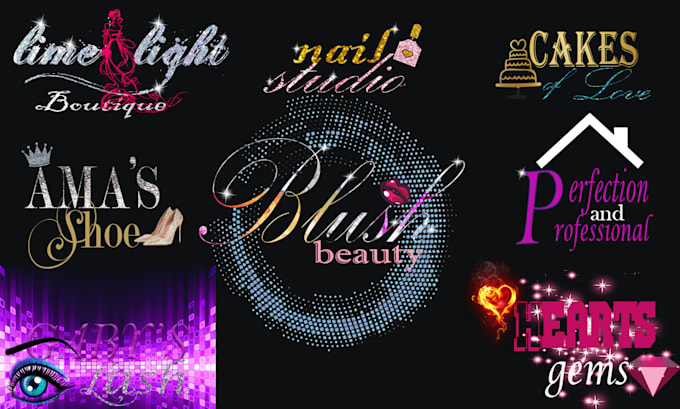 Design beautiful feminine glitter sparkle logo by Maaheen08 | Fiverr