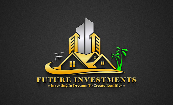 do flat minimalist luxury real estate company 3d logo design
