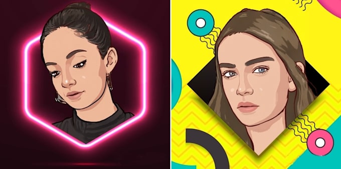draw three profile avatar cartoon