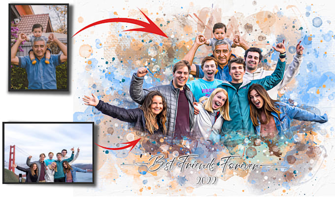 create amazing family portrait watercolor portrait