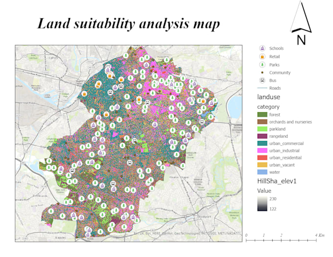 create maps using arcgis, qgis, web gis nd developing