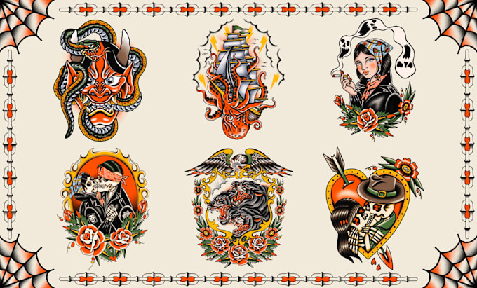 create any design in flash traditional tattoo style