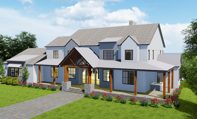 make your exterior house design, 3d rendering