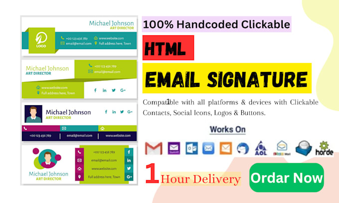 create HTML email signature for iphone, outlook and gmail