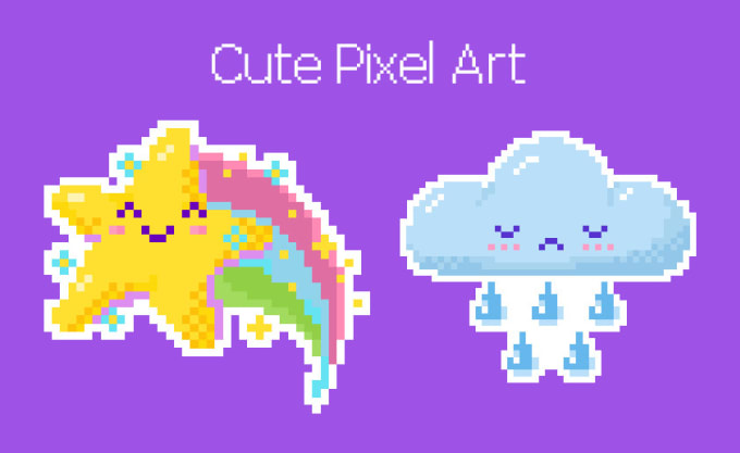Draw cute pixel art 8 bit icons, stickers, illusration by ...