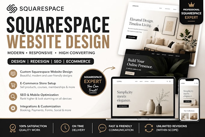 design or redesign a professional squarespace website for your business