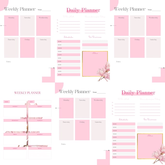 design high quality minimal printable planner pages