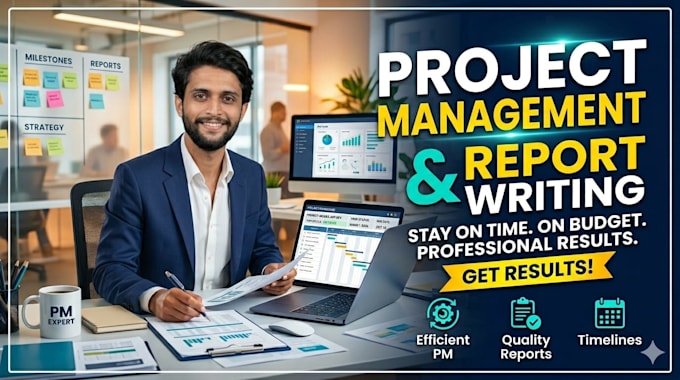 do project management projects, gantt chart and report writing