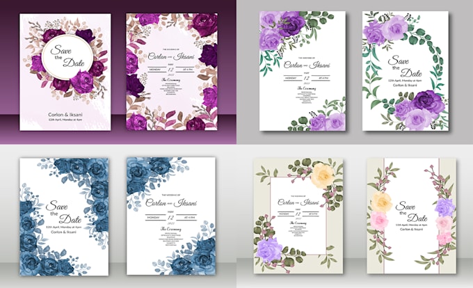 draw wedding invitation, greeting card with watercolor