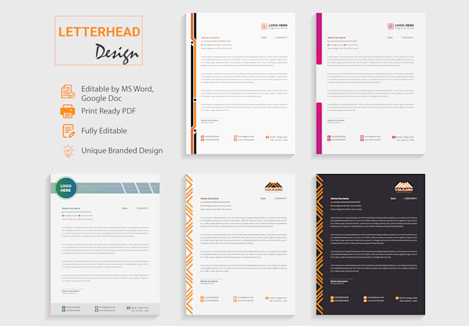 design letterhead professional editable letterhead in ms word