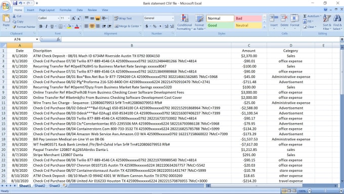 Convert The Bank Statement Pdf To Excel And Csv By Tanvirrahat Fiverr 8841