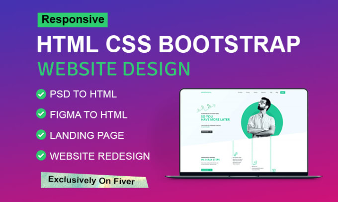 Hire a freelancer to create responsive website design with html css bootstrap