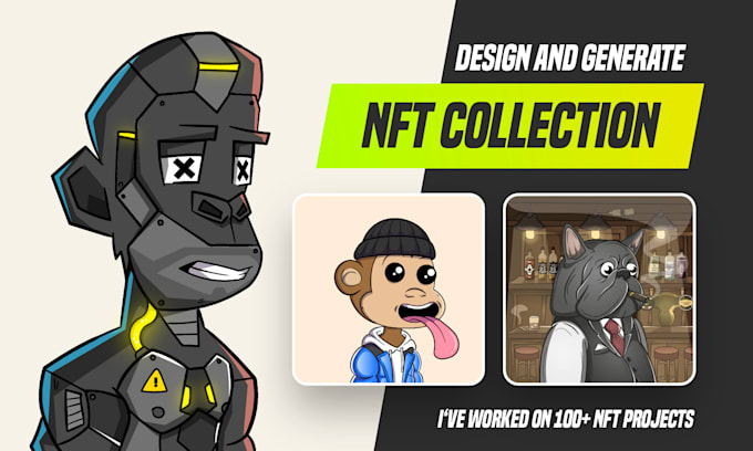 design clean cartoon nft art with traits