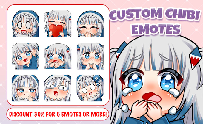 draw custom twitch emotes, animated emotes, and cute chibi emotes for streams