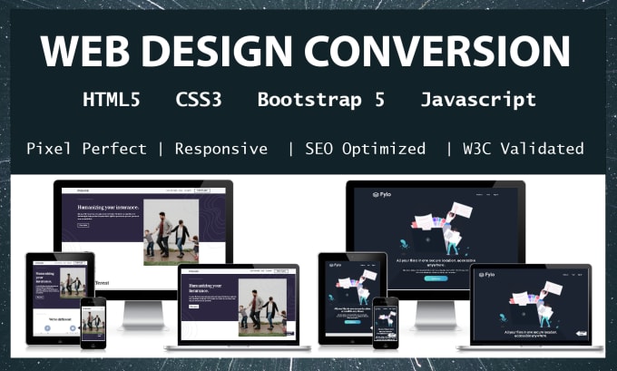 Convert web design to html css bootstrap by Ismiralrasyiid | Fiverr