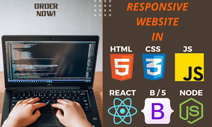 Create a responsive website in html css javascript and react by ...