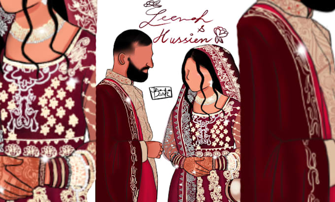 illustrate custom digital wedding, friends and family portraits
