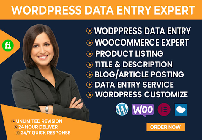 do wordpress data entry and woocommerce product listing