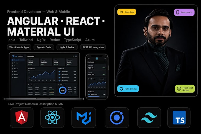 be your angular, react, ionic, material ui, and frontend developer