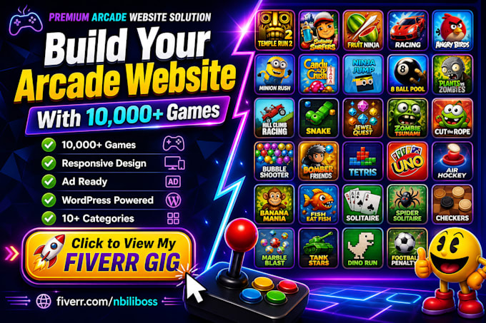 create a profitable arcade games website with 10k games