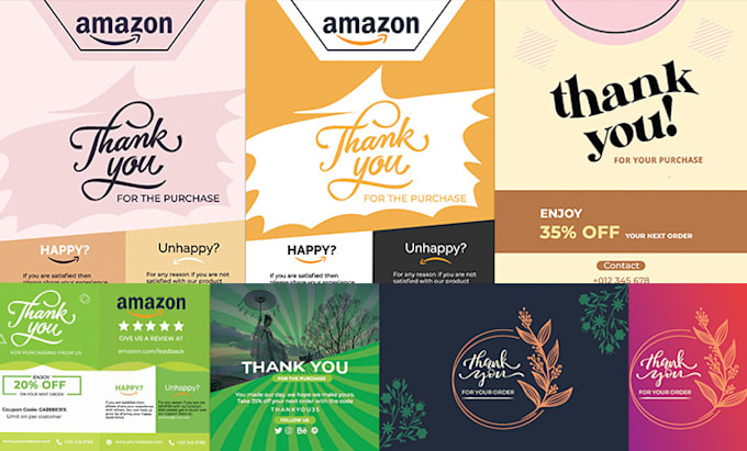 design professional amazon thank you card, package insert