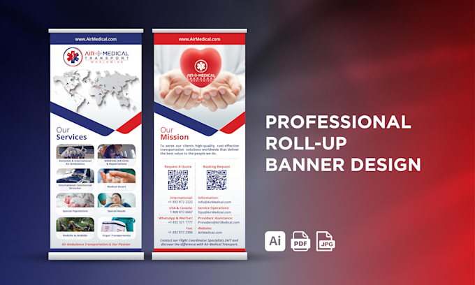 design a roll up banner, retractable banner, and pull up signage