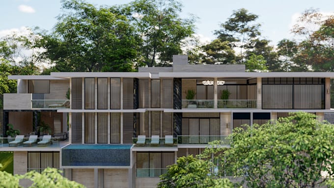 create 3d architectural rendering, exterior interior render
