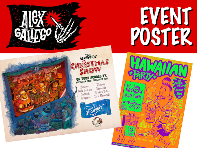 draw a cartoon poster, flyer or brochure for your event