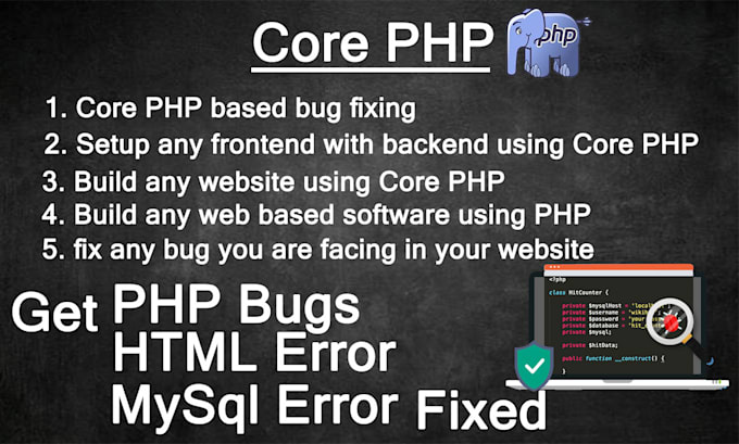 fix errors or create any core php website