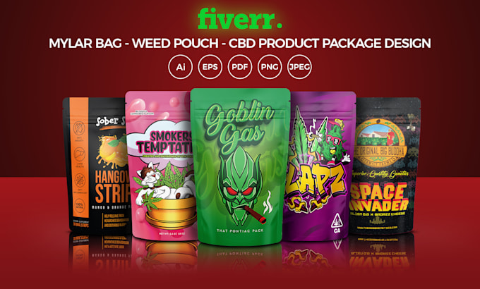 design unique weed pouch, mylar bag, cbd products