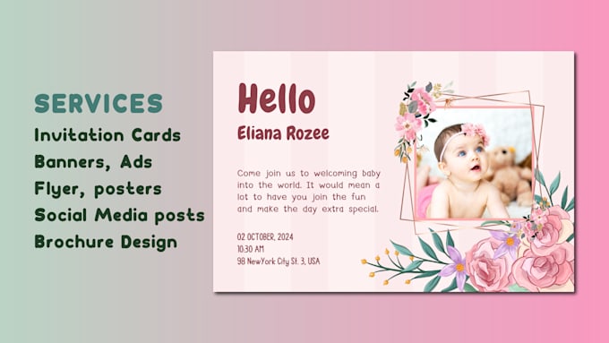 Design invitations, menu, poster, banner, ads, brochure, flyer, product ...