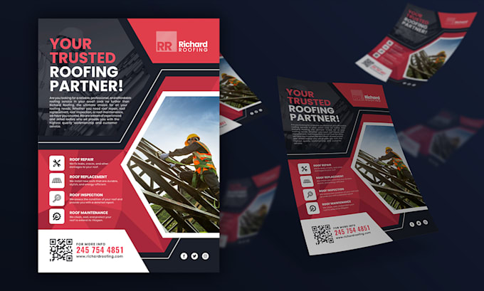 design a flyer, trifold, bifold with a free business card