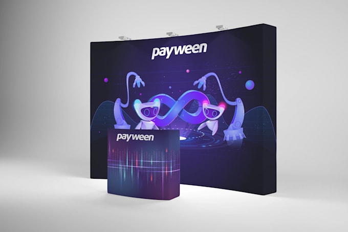 create a blockchain, crypto related backdrop,roll up banner or tradeshow booth